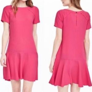 NWOT BANANA REPUBLIC PRETTY PINK FLOUNCED DROP WAIST SHIFT DRESS SIZE 14